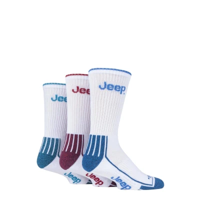 Image of 3 Pair White Crew Sport Socks Men&#039;s 6 11 Mens Jeep