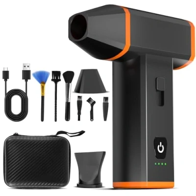 Image of Compressed Air Duster, Electric Duster Cleaning Accessories Kit, 130000RPM Blower Stepless Wind Speed, Cordless Portable PC Laptop Computer Keyboard Electronics Cleaner Replace Canned