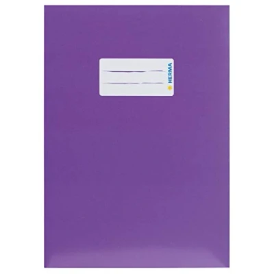Image of HERMA 19770 Notebook Covers A5 Cardboard Purple Pack of 10 with Labelling Field Made Sturdy and Extra Strong Paper, Cover Set for School Notebooks, Coloured