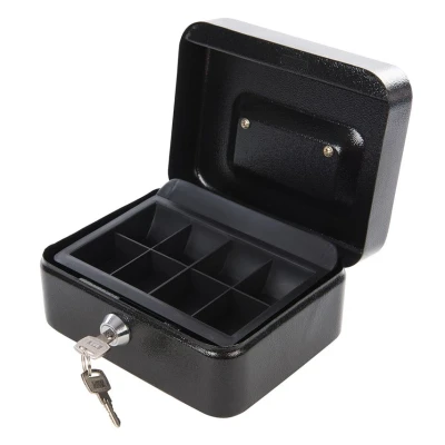 Image of Silverline Metal Cash &amp; Valuables Box Keyed 165 x 128 80mm