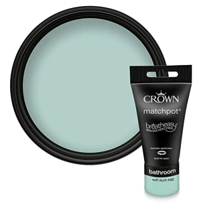 Image of Crown Easyclean Bathroom Emulsion, Soft Duck Egg 40ml Sample