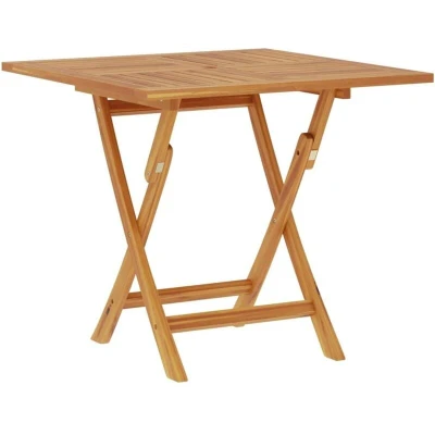 Image of vidaXL Square Folding Dining Table Portable Solid Teak Wood Garden Furniture for Outdoor Camping, Picnic Smooth Fine Sanded Finish, 4 Seater with Umbrella Hole