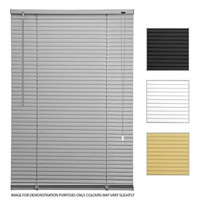 Image of ASAB PVC Venetian Shutter Blinds Window Mounting Brackets Easily Cut Home Office Privacy Light Protection Twist Tilt Open Close Control Wand Pull Cord 165 x 130cm Grey