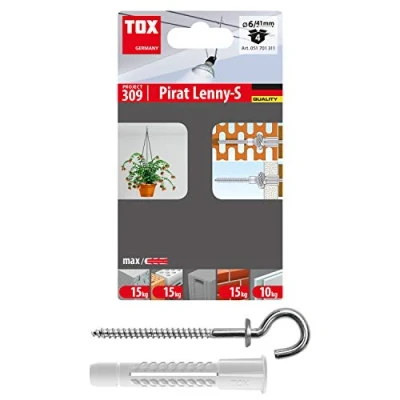 Image of TOX Pirat Lenny S, Dowel 6 x 41 mm, Hook 3. 5 71 4 pcs, 051701311, White, Haken 3,5x71 Set of Pieces