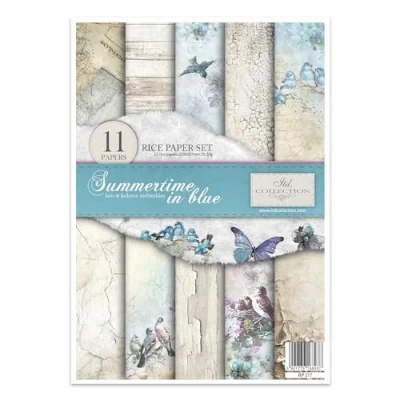 Image of ITD Collection Rice Paper Creative Set, A4, for Decoupage, Sheets 29.7 x 21 cm, Multi Coloured (Summer Time in Blue)