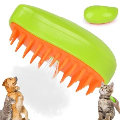 Image of Pet Cat Brush, Dog Self Cleaning Slicker Removes Loose Undercoat, for Cats, Dogs, Massage, (Yellow)