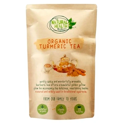 Image of Organic Turmeric Tea Bags 15 Bag Pack By The Natural Health Market Gold Curcuma Longa Herbal Pure Root