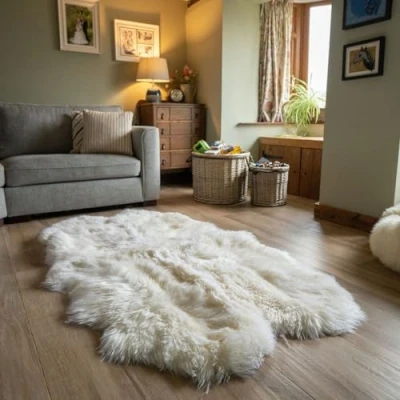 Image of Arthur Cameron Genuine Sheepskin Colourful Rugs (Quad) (Natural)