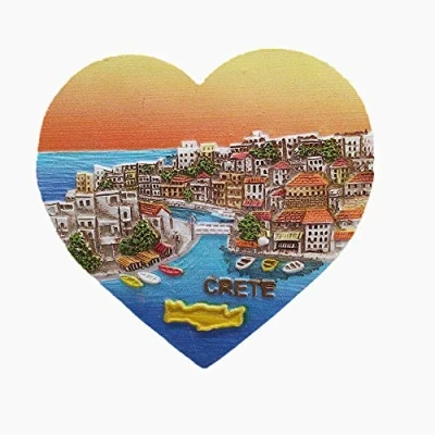 Image of 3D Heart Shape Crete Greece Fridge Magnet Travel Souvenir Gift Home Kitchen Refrigerator Decoration Magnetic Sticker Collection