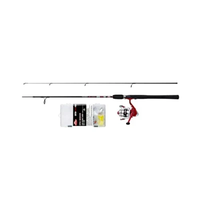 Image of Berkley Catch More Fish Spin Tele Combo, Fishing Rod and Reel Predator Fishing, Spinning Pre Spooled With Mono,Tackle Box Lures &amp; Accessories, Pike/Perch/Zander, Black, 2.1m 10 30g