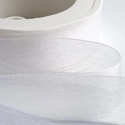 Image of Italian Options Organza Chiffon Ribbon, 7mm x 50 Metre Roll, White