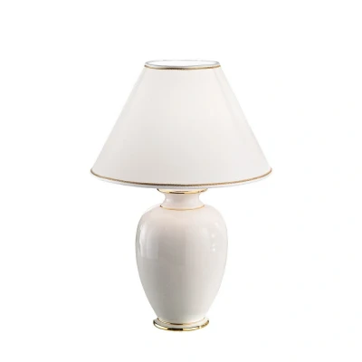 Image of Giardino Lifestyle Fabric Tapered Shade Table Light Polished Ivory, 1x E27