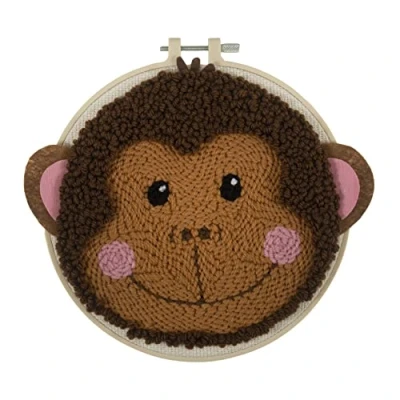 Image of Trimits Punch Needle Hoop Kit, 20.3cm (8in), Monkey