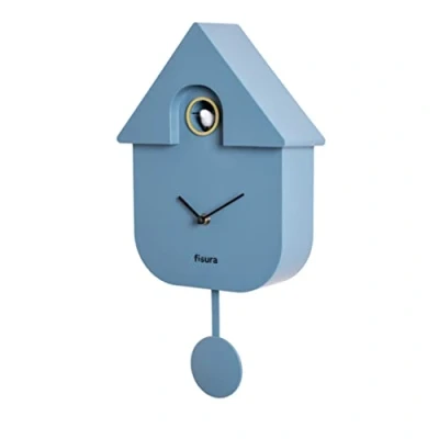 Image of Fisura Cuckoo clock. wall Original clock for gift. 3 AA batteries not included. 21,5 x 8 41,5. Material: ABS plastic. (Blue)