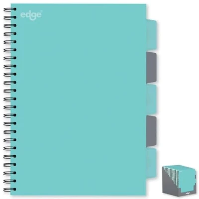 Image of A4 Project Notebook 5 Dividers Twin Wire Soft Cover Mint Green &amp; Grey Study Book Management