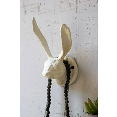 Image of KALALOU Cast Iron Rabbit Wall Hook, One Size, Antique White