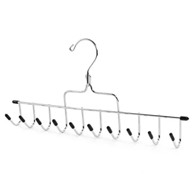 Image of HANGERWORLD Chrome Metal Accessory Hanger for Belts, Ties and Jewellery with 10 Individual Hooks