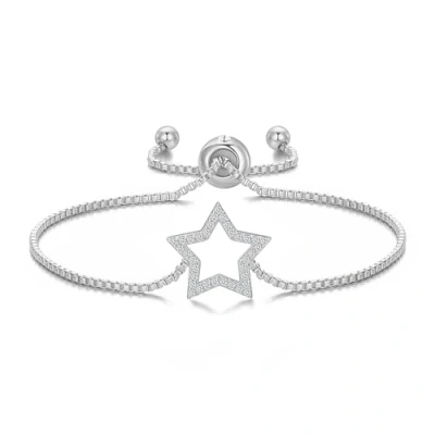 Image of Philip Jones Silver Plated Star Friendship Bracelet Created with Zircondia® Crystals