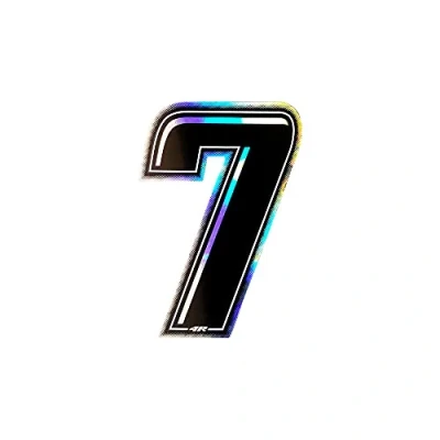 Image of Holographic Racing Number Slim 7, Black, 10 x 6.5 cm