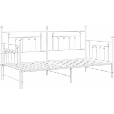 Image of vidaXL Daybed Frame with Trundle White 100x190 cm Steel