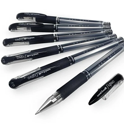 Image of Uni Ball UM 151S Signo Gel Grip Rollerball Pen 0.7mm Black Pack of 6