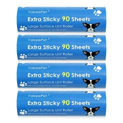 Image of YabeePet 4 Pack Lint Roller Refills 6.3 inch Width, 90 Sheets per Roll (360 Total)
