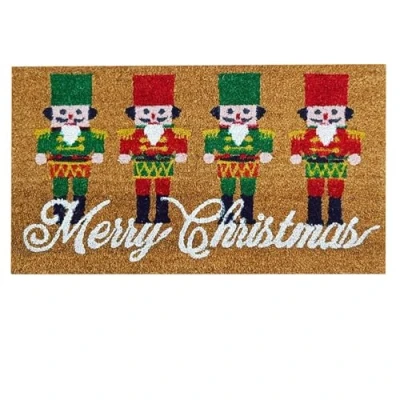 Image of ED ltd. Festive Nutcracker Christmas Coir Door Mat 45 x 75cm Durable Printed Coconut Fibre Doormat Merry Design &amp; Non Slip Backing for Indoor Outdoor Use