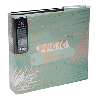 Image of Exacompta Ref 62222E Casebound Floral Photo Album 225 x 325mm in Size, 100 Pages with Plastic Pockets, Holds Up To 300 Photos Bright Holographic Cover