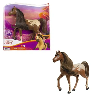 Image of Mattel Spirit Untamed Herd Horse (Approx. 8 in), Moving Head, Chestnut Pinto with Long Black Mane &amp; Playful Stance, Great Gift for Fans Ages 3 Years Old Up