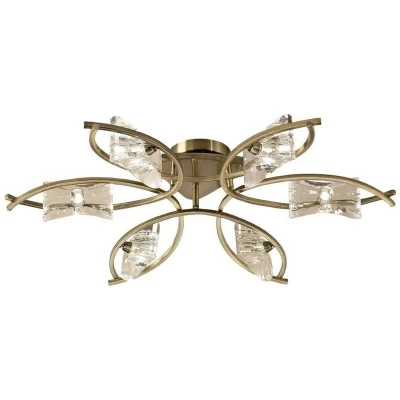 Image of Kromo Semi Flush Ceiling 6 Light G9, Antique Brass