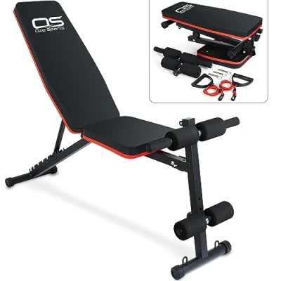 Image of Adjustable Weight Bench Utility Incline Decline Flat Foldable Press sit up for Full Body Workout Home Exercise Gym Equipment 7 Positions &amp; 2 Training Straps