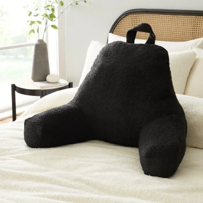 Image of Catherine Lansfield Soft Boucle High Back Cuddle Cushion Rest Black
