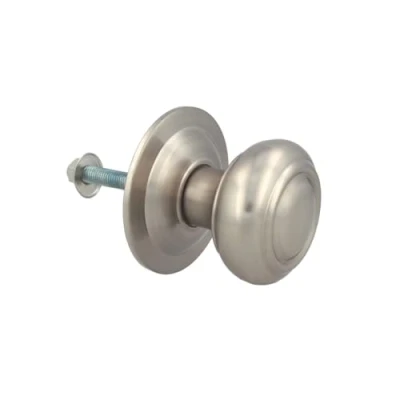 Image of Amig Door Knob Model 53 Silver Round Brass with Matt Chrome Finish for Exterior Doors Diameter Handle Ø 70 mm Height 73.5 Includes Screw and Fixing Nut