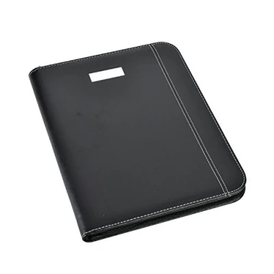 Image of Arpan Black Leather Look A4 Zipped Conference Folder with Calculator &amp; Pad/Executive Portfolio
