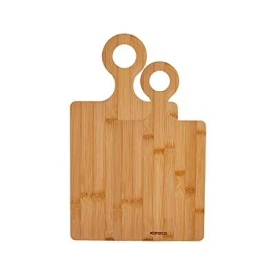 Image of Karaca Bamboo Chopping Board Set 2 Piece Wooden Cutting for Kitchen, Large and Small