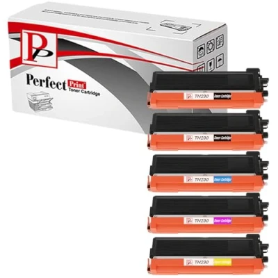 Image of PerfectPrint Compatible Toner Cartridge Replacement for Brother DCP 9010CN HL 3040CN 3070CW MFC 9120CN 9320CW TN230 (Black/Cyan/Magenta/Yellow, 5 pack)