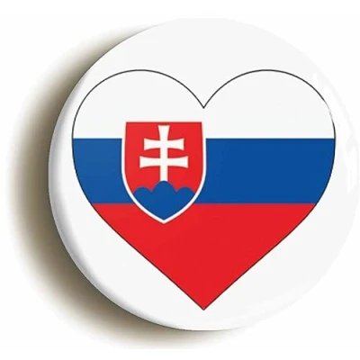 Image of Ozorath SLOVAKIA SLOVAKIAN FLAG HEART BUTTON BADGE (Size is 2inch / 50mm diameter)