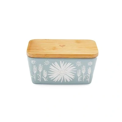 Image of Cooksmart British Designed Ceramic Butter Dish with Lid Large for All Types of Kitchens Dishes Sizes Homestead
