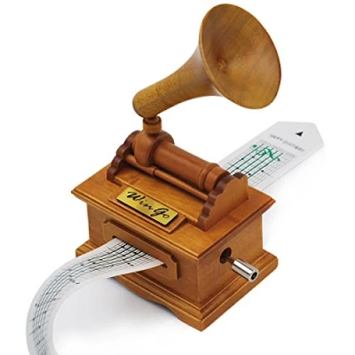 Image of Music Box Wooden Gramophone Make Your Own Song with Wingo Gift