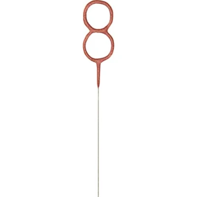 Image of Rose Gold 8th Glitz Birthday Sparkler (17cm) Perfect for Birthdays Cake Topper Decoration, Anniversary &amp; More 1 Pc