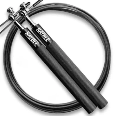 Image of Nayble Pro Skipping Rope Adjustable Speed Jump for Fitness, Cardio &amp; Endurance Training Lightweight Tangle Free Ideal CrossFit, Boxing HIIT Workouts (Black)