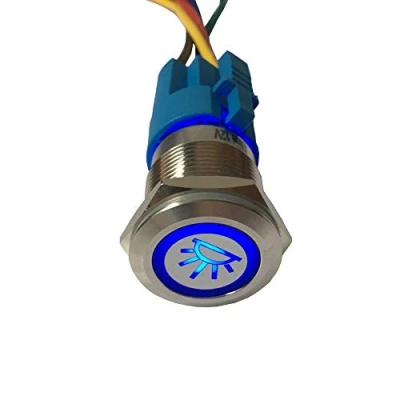 Image of Mintice 12V Car Vehicle Blue LED Light Interior Push Button Stainless Steel Metal Toggle Switch 19mm Socket Plug