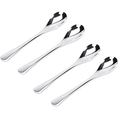 Image of VANRA Teaspoon Set 4 PCS 4.9in Stainless Steel Coffee Spoon Small Spoons Dessert Silver Flatware Set, Polished &amp; Dishwasher Safe
