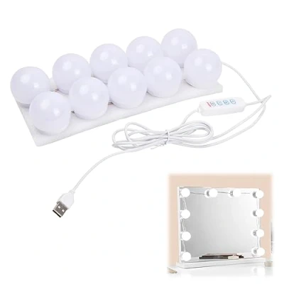 Image of Pagezol Vanity Mirror Lights Kits, 10 Bulbs Hollywood Style LED Makeup with USB Cable, 3 Colour Changing &amp; 9 Level Brightness, Make up Light for Dressing Table Room, Bathroom, Bedroom