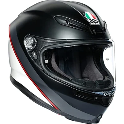Image of AGV K6 MAX VISION MINIMAL PURE MATT BLACK WHITE RED FULL FACE HELMET S