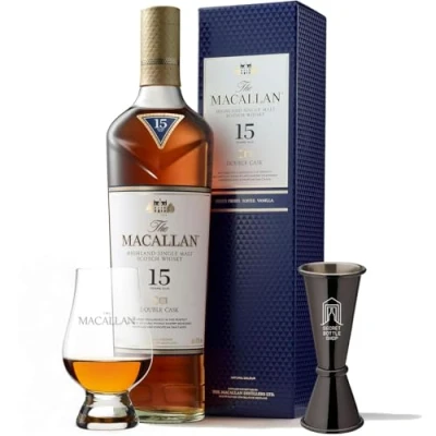 Image of Macallan 15 Year Old Whisky Glass &amp; Jigger Set 70cl With Secret Bottle Shop