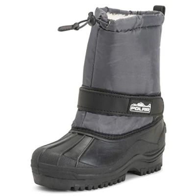 Image of Unisex Kids Pull On Drawstring Closure Nylon Winter Snow Rain Boots 12 GRE31 YC0157