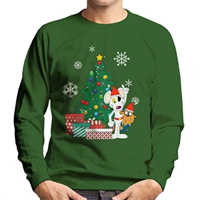 Image of Cloud City 7 Danger Mouse and Penfold Around The Christmas Tree Men&#039;s Sweatshirt Bottle Green