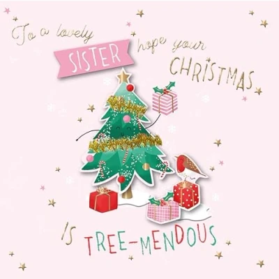 Image of To A Lovely Sister Embellished Christmas Greeting Card Special Xmas Cards TTXR0089/I