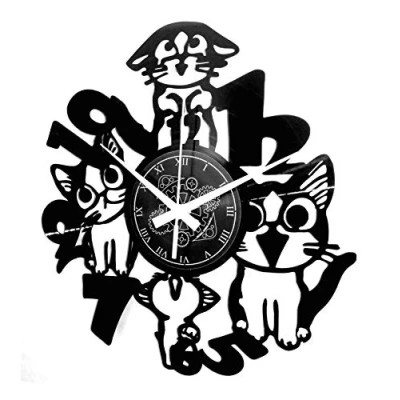 Image of Instant Karma Clocks Vinyl Wall Clock Animal Theme Cats Pets